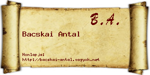 Bacskai Antal névjegykártya